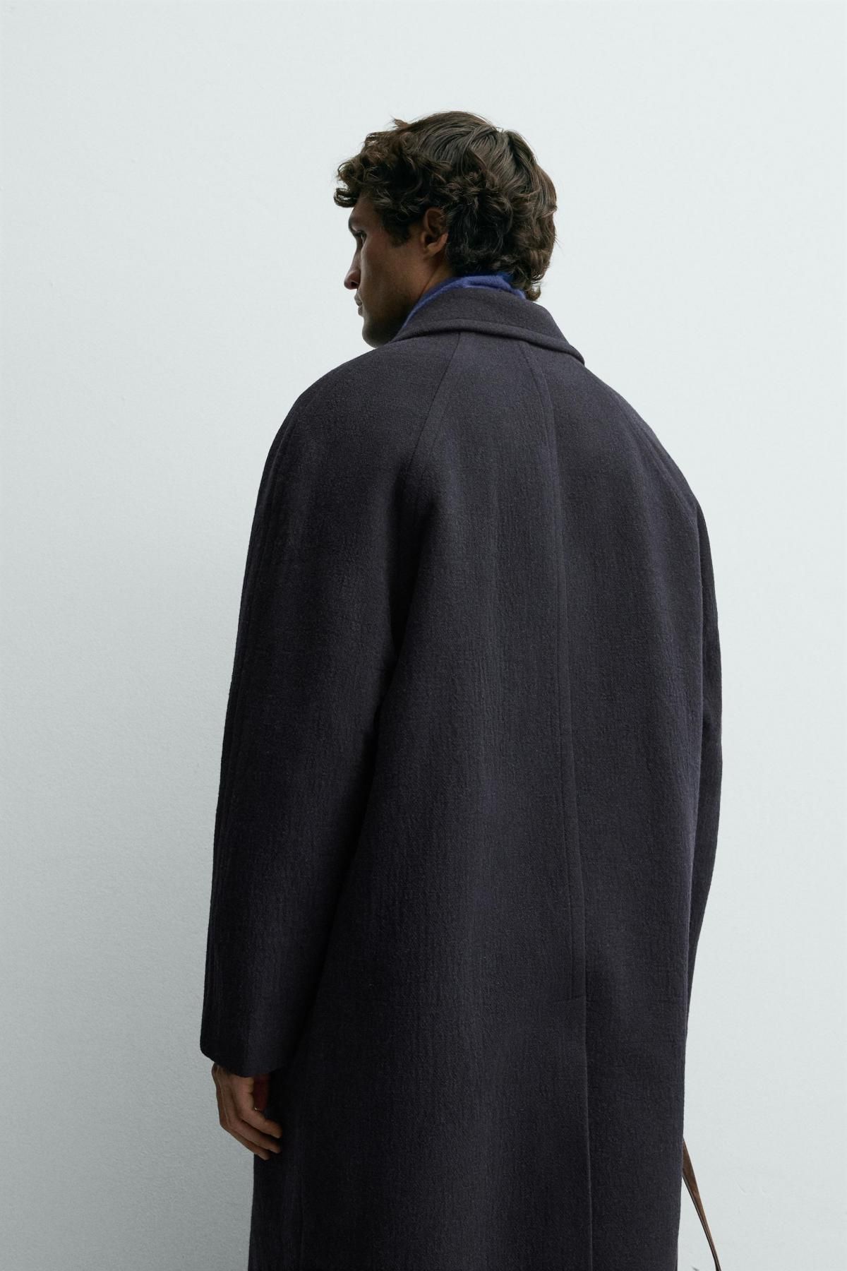 자라 울블렌드 싱글코트 남성 오버핏 3046/445 NAVY BLUE - 상세 이미지 4