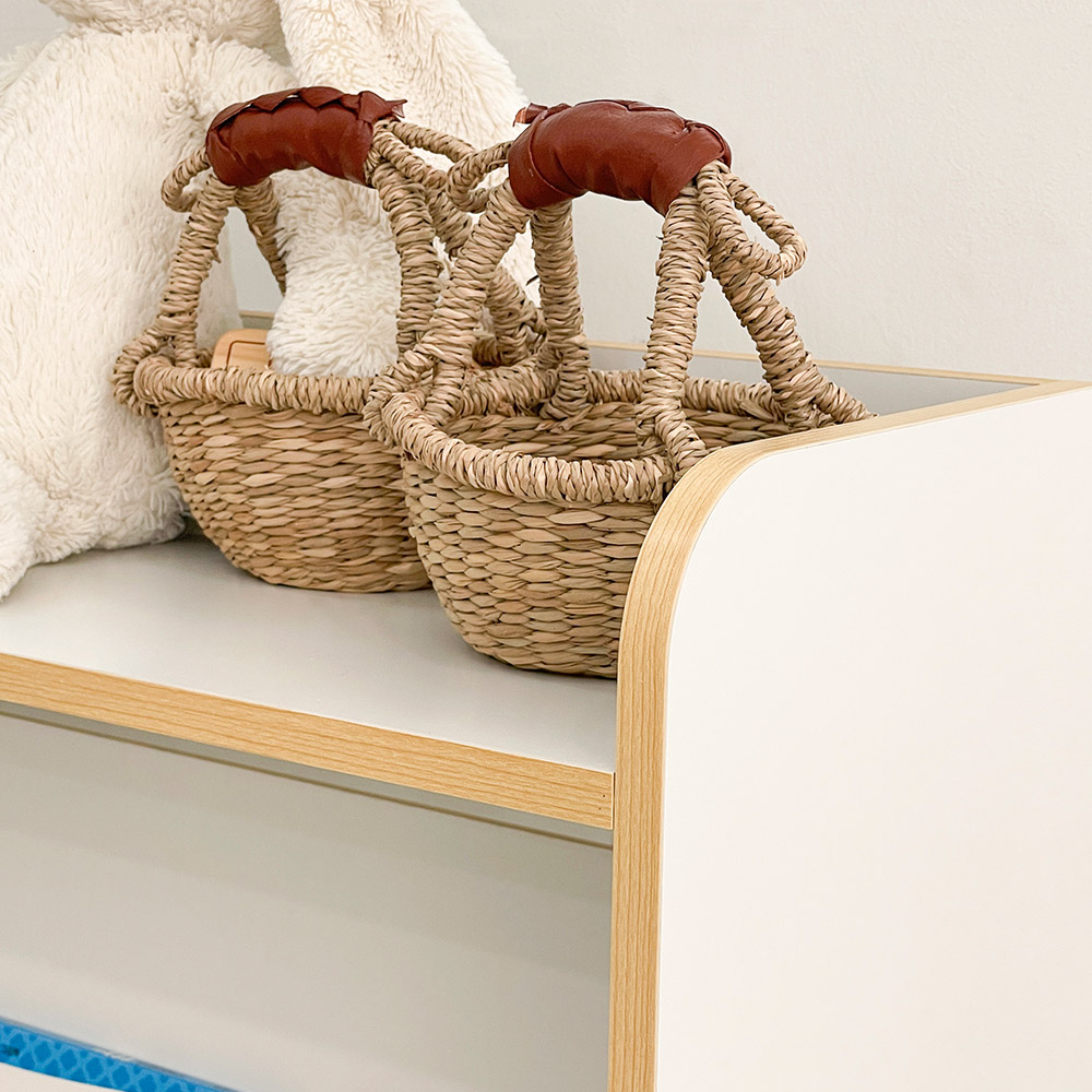 심플룸 올인원 아기 전면 책장 교구장 3단 화이트 아이 어린이 낮은