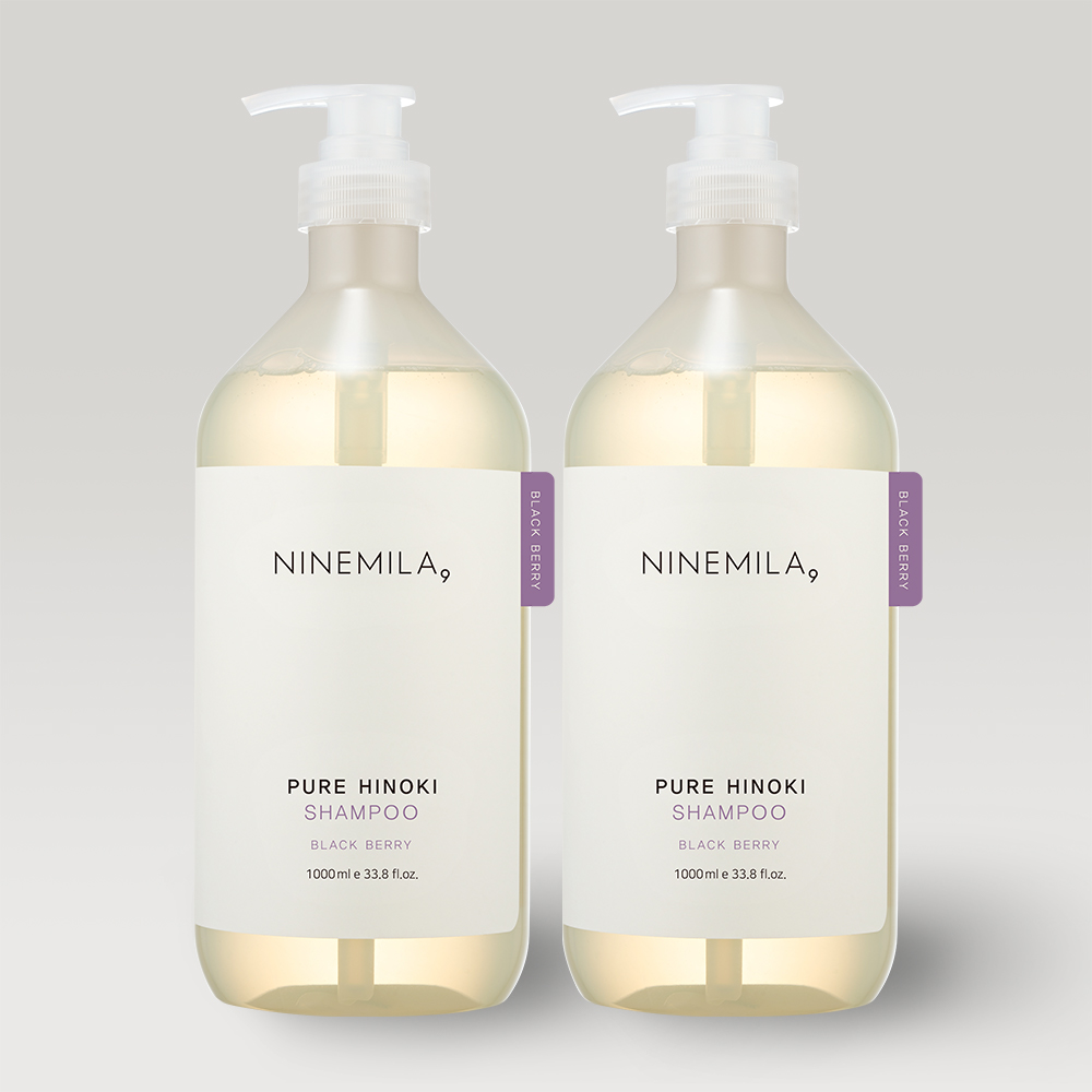 나인밀라 히노끼 샴푸 1000ml 대용량 사춘기 저자극 약산성 비건 퍼퓸 블랙베리향 2개