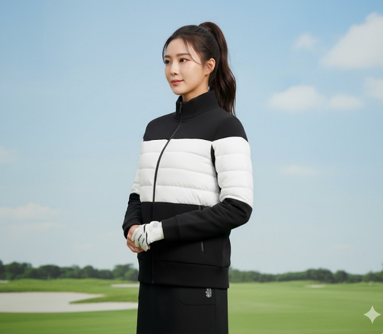 볼빅 여성 겨울 울니트 다운결합 골프웨어 구스다운 니트 패딩점퍼 - 상세 이미지 2