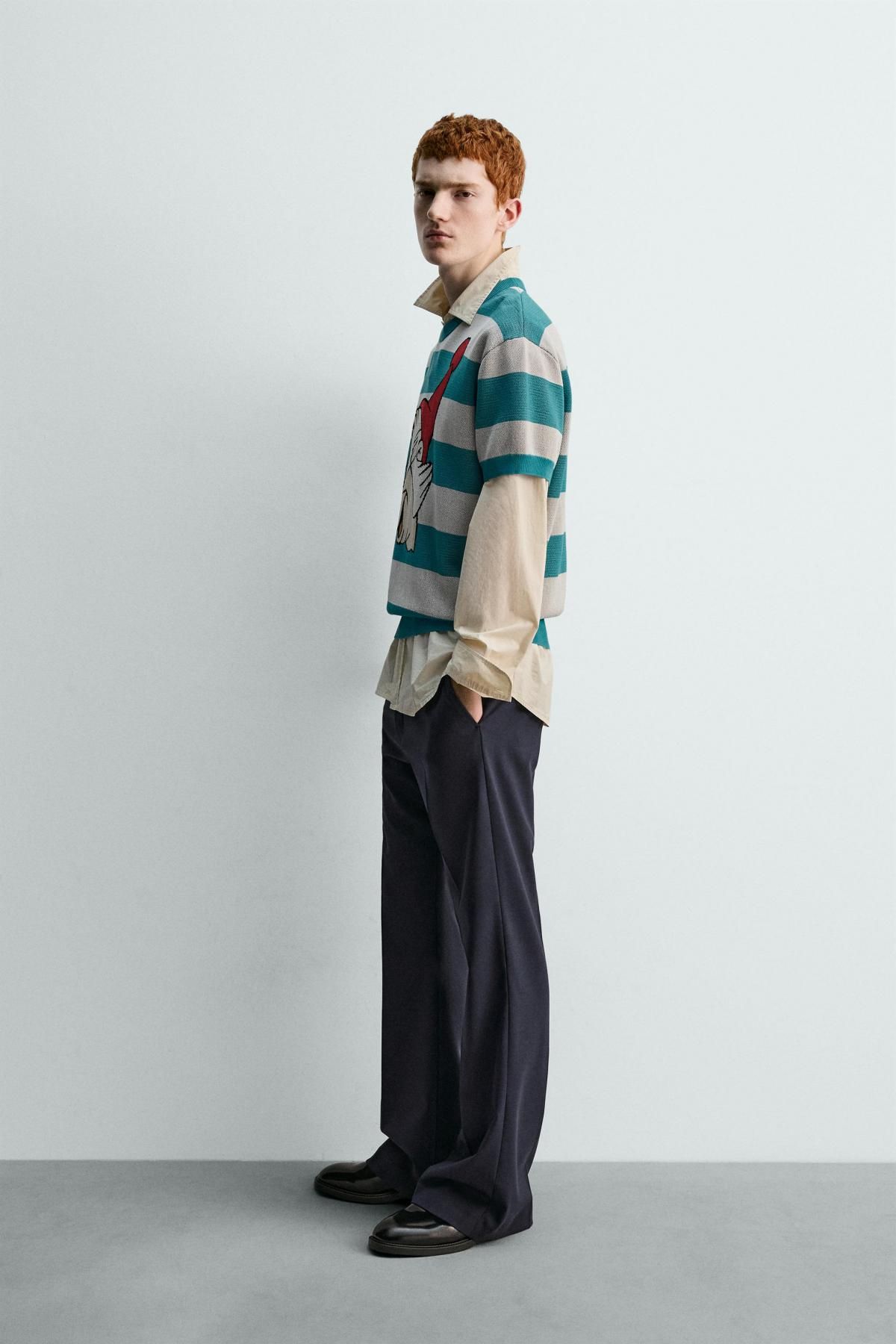 자라 피터팬 반팔 니트 티셔츠 X 해리 램버트 5755/341 LIGHT TURQUOISE - 상세 이미지 5