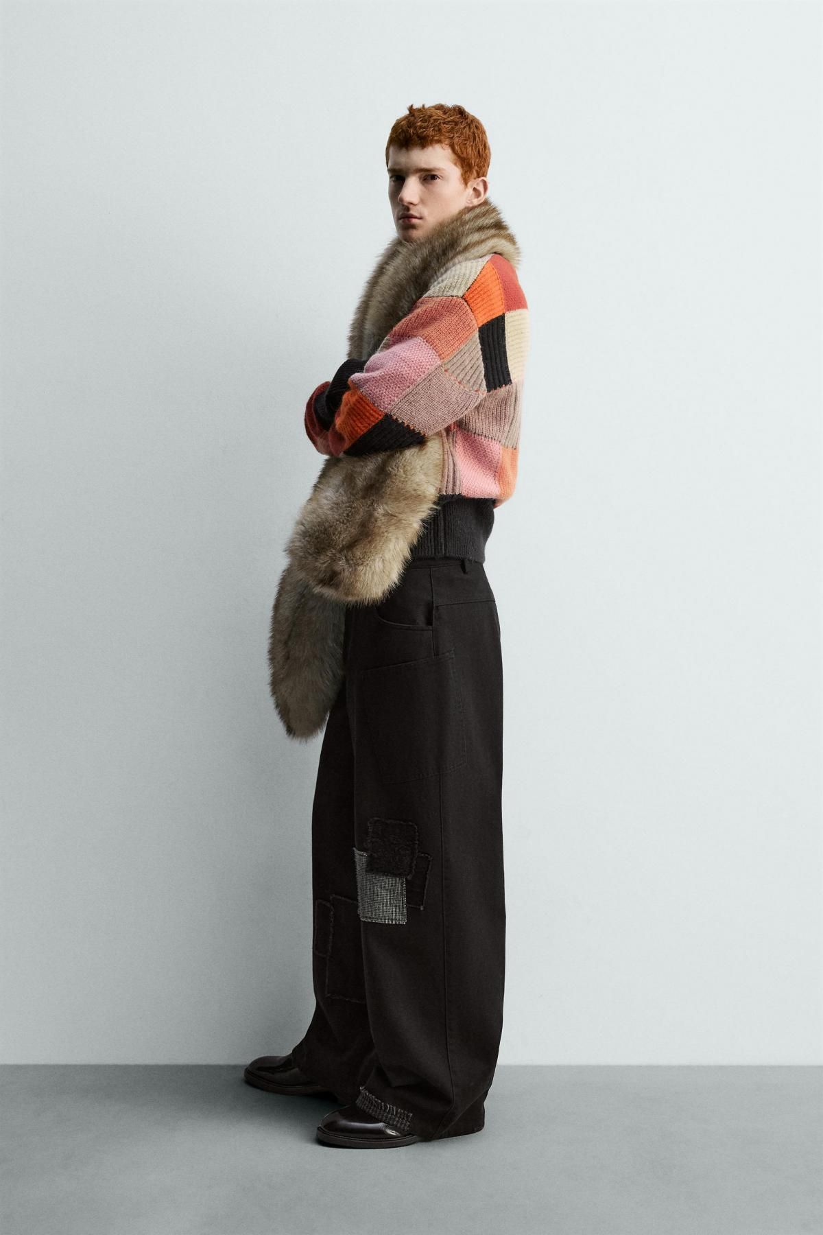 자라 와이드 패치워크 팬츠 X 해리 램버트 5070/781 BLACK - 상세 이미지 5