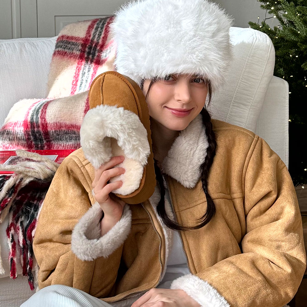 스웨이드 키높이 겨울 양털 통굽 털 슬리퍼