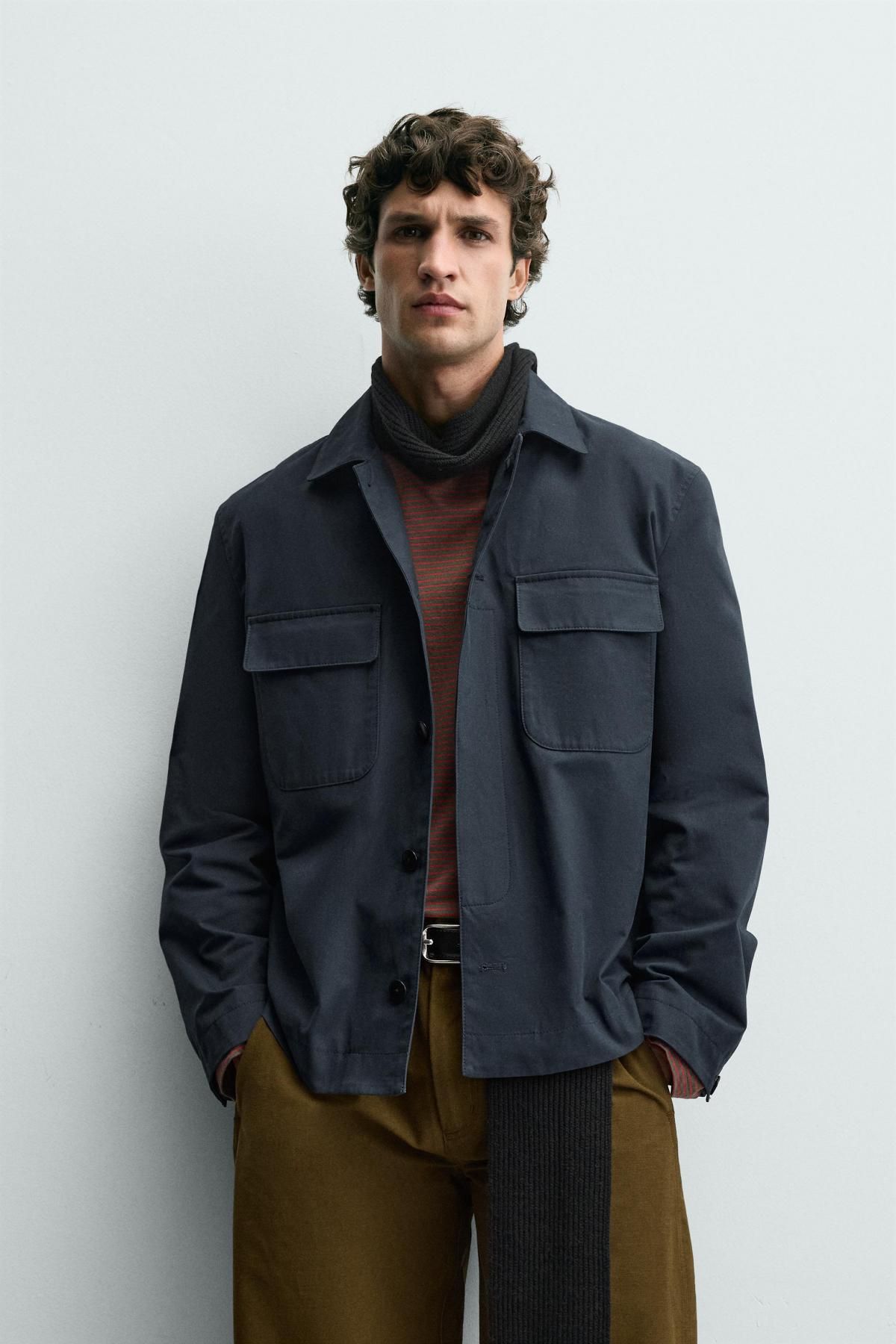 자라 테크니컬 텍스처 트윌 오버셔츠 포켓 9823/157 NAVY BLUE - 상세 이미지 3