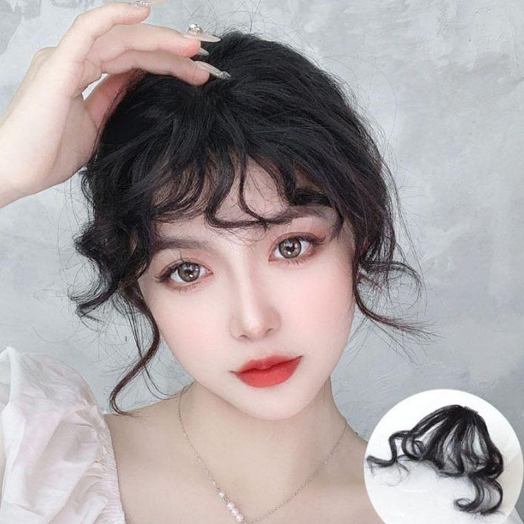 가발 곱슬 꼬불거리는 자연스러운 똑딱이 파마 앞머리 - 상품 이미지