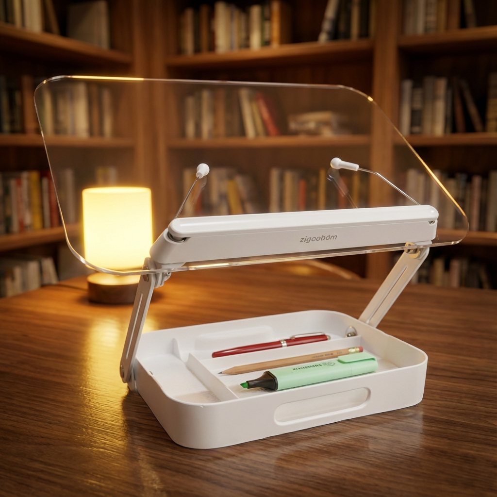 수납형 휴대용 투명 독서대 높이조절 아크릴 책거치대 북스탠드 제품 이미지