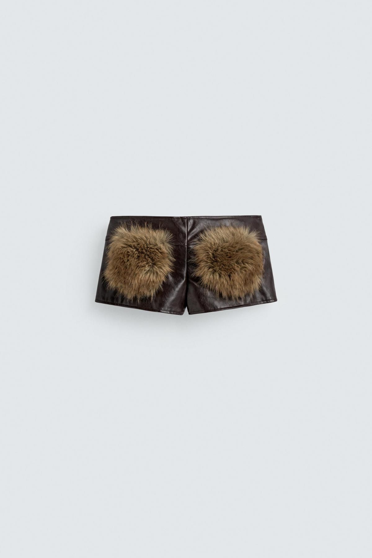 자라 가죽 효과 미니 쇼츠 X 해리 램버트 1255/590 DARK BURGUNDY - 상세 이미지 4