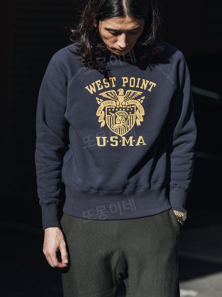 논스탁브론슨 웨스트포인트 USMA 풀오버 맨투맨 스웨트셔츠 복각 아메카지 올드 빈티지 머스타드 옐로우 S - 상세 이미지 4