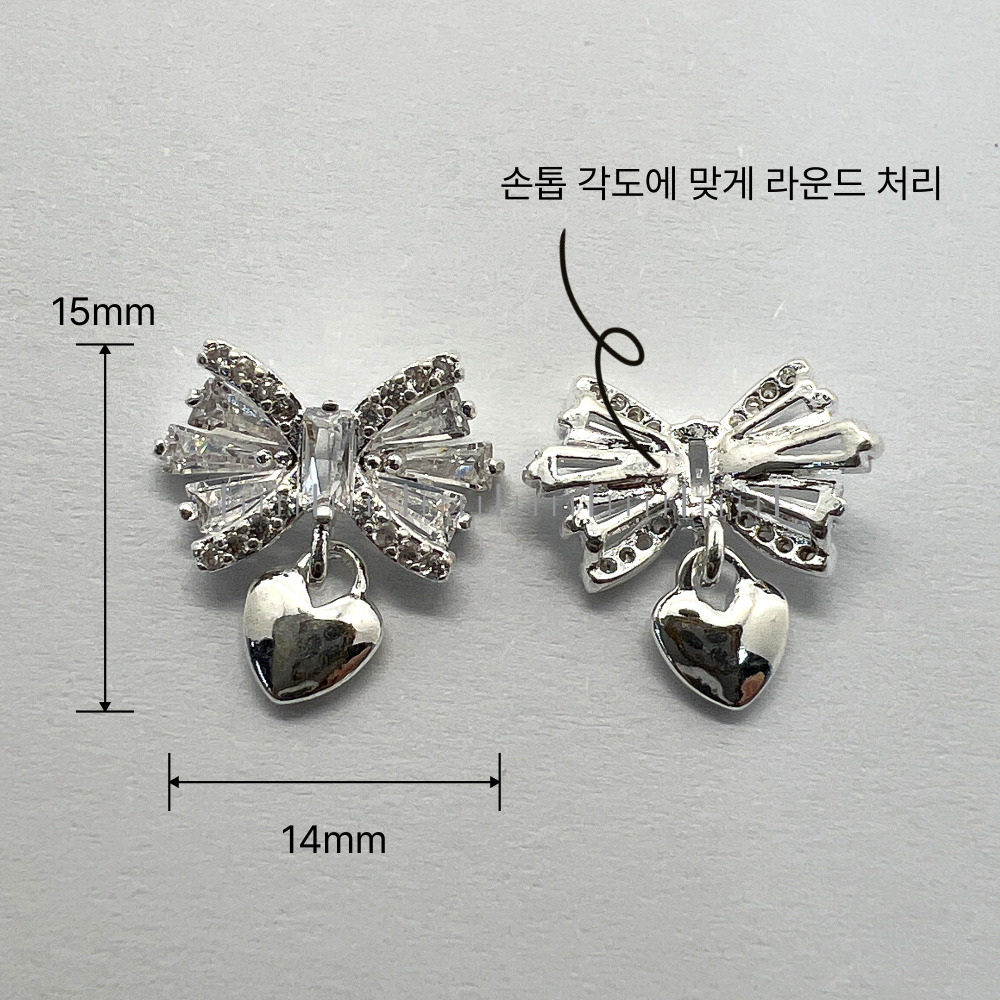 크리스탈 지르콘 하트고리 큐티 리본 네일스톤 파츠 이미지 8