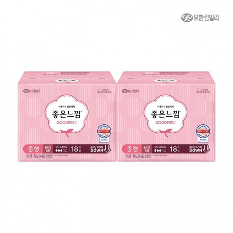 좋은느낌 오리지널 울트라슬림 중형 18매 x 1+1팩 - 상품 이미지