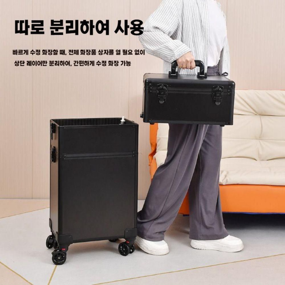 전문가용 화장품백 웨딩촬영 돌잔치 화장 출장 가방 블랙 2단 네일아트 기본형 - 상세 이미지 5