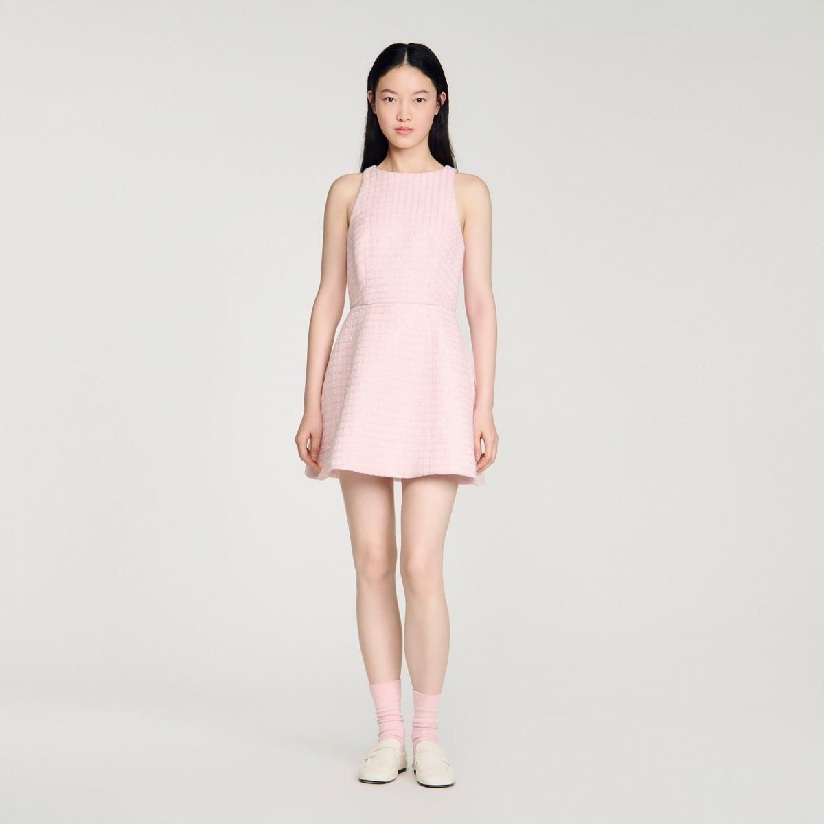 산드로 트위드 미니 원피스 페일핑크 SFPRO04646_60 ROSA - 상세 이미지 3