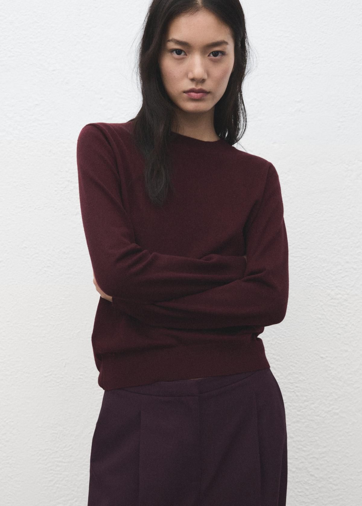 망고 와이드 플리츠 미드웨이스트 팬츠 27031294 GRANATE - 상세 이미지 4