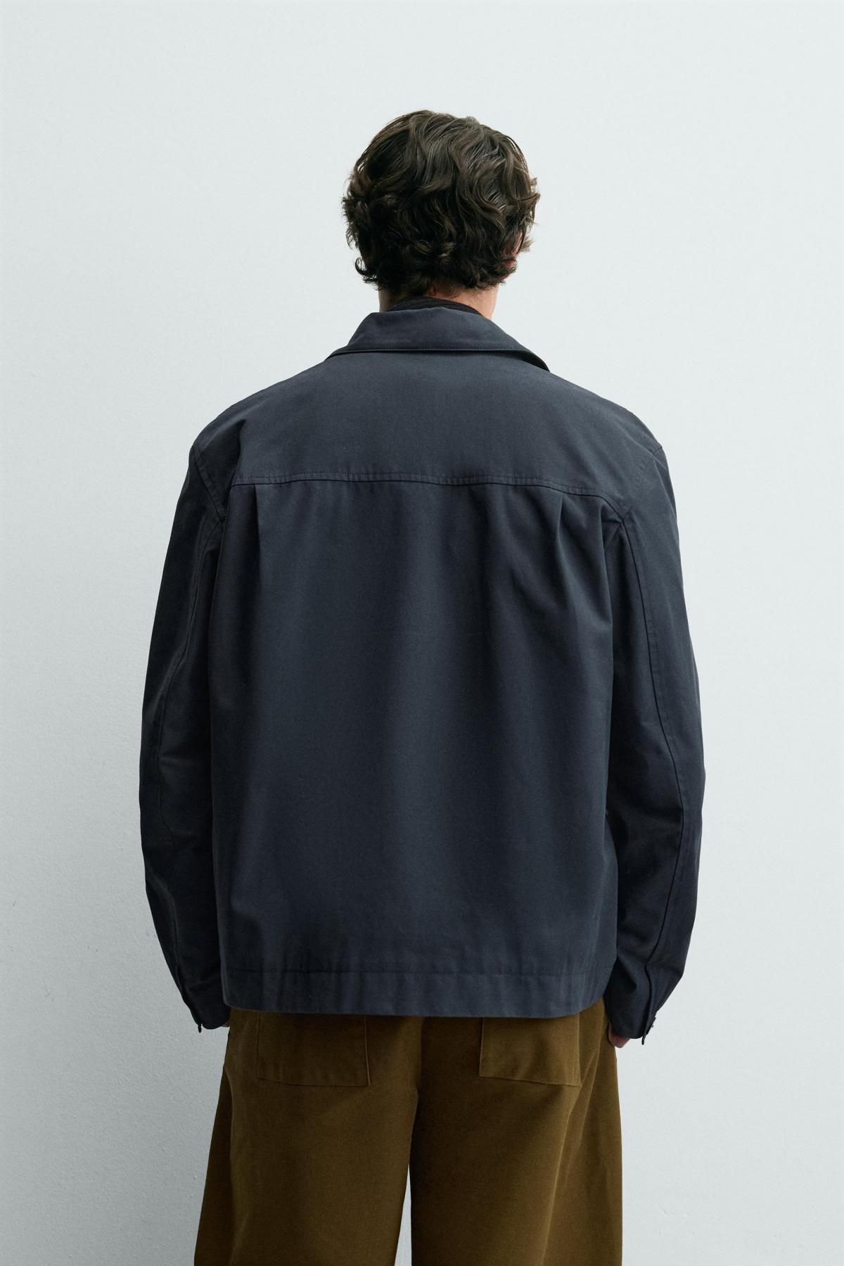 자라 테크니컬 텍스처 트윌 오버셔츠 포켓 9823/157 NAVY BLUE - 상세 이미지 4