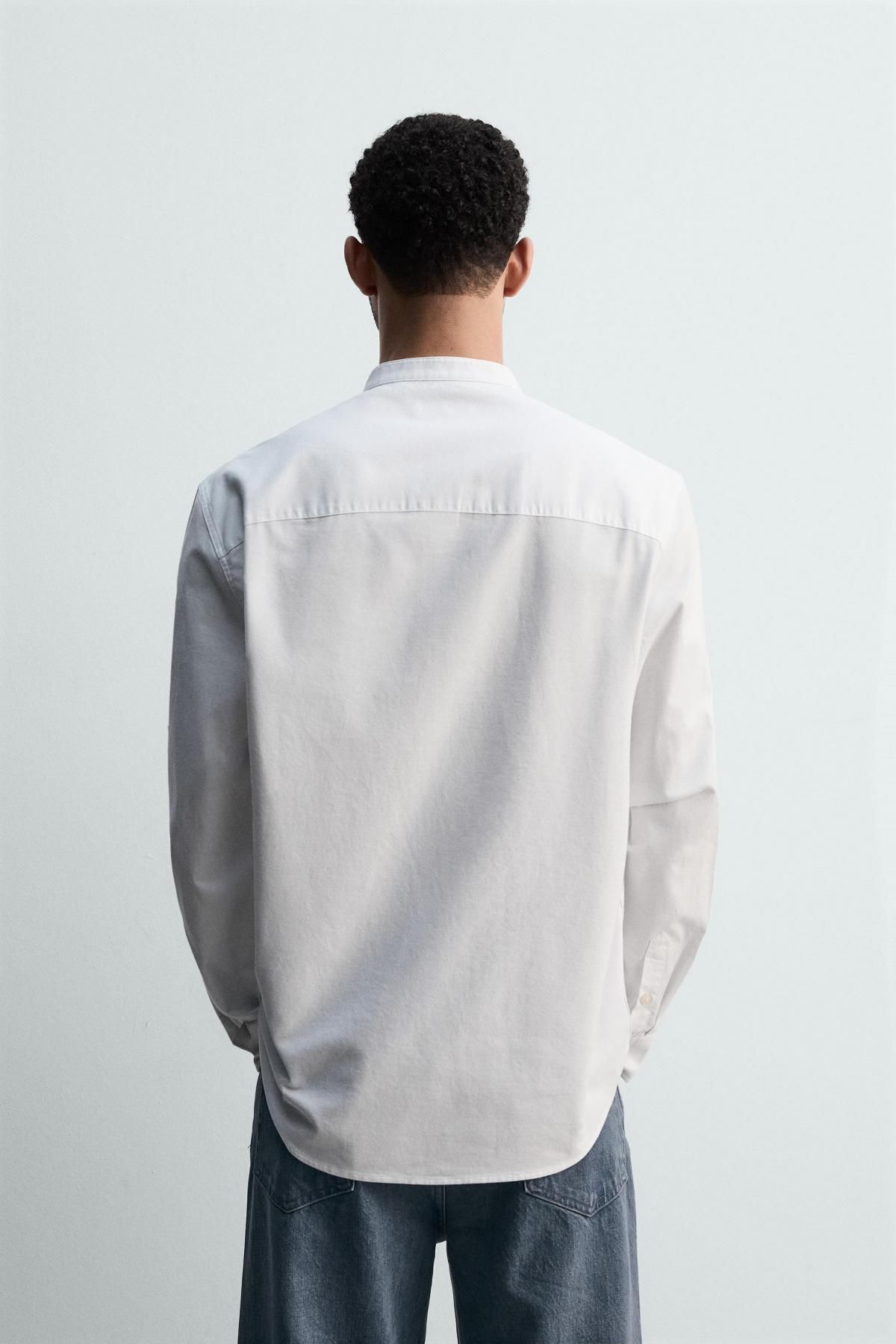 자라 옥스포드 스탠드업카라 긴팔 셔츠 1618/400 WHITE - 상세 이미지 4