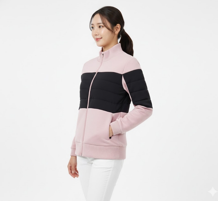 볼빅 여성 겨울 울니트 다운결합 골프웨어 구스다운 니트 패딩점퍼 - 상세 이미지 4