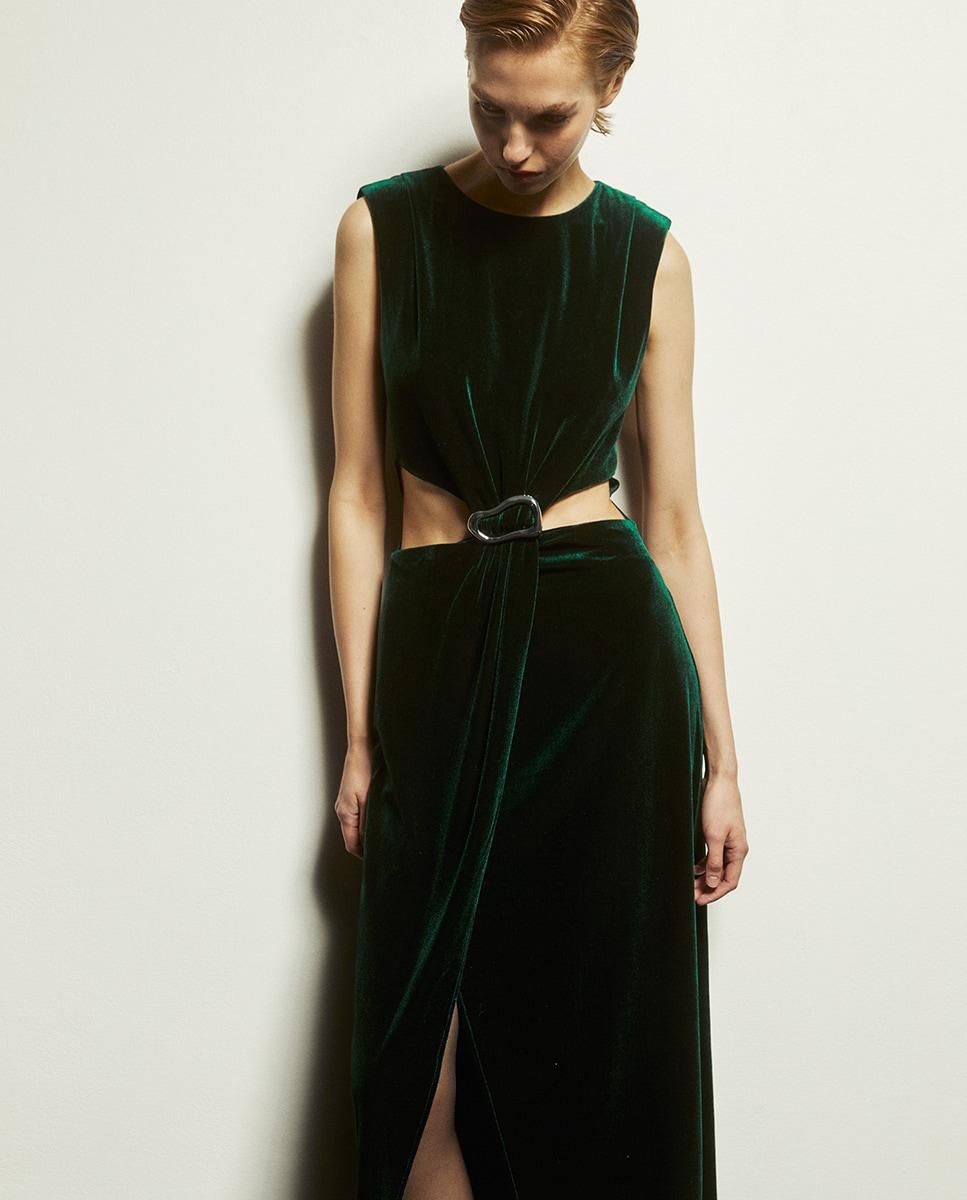 스페라 벨벳 메탈 버클 미디 원피스 58462106673 VERDE OSCURO - 상세 이미지 2