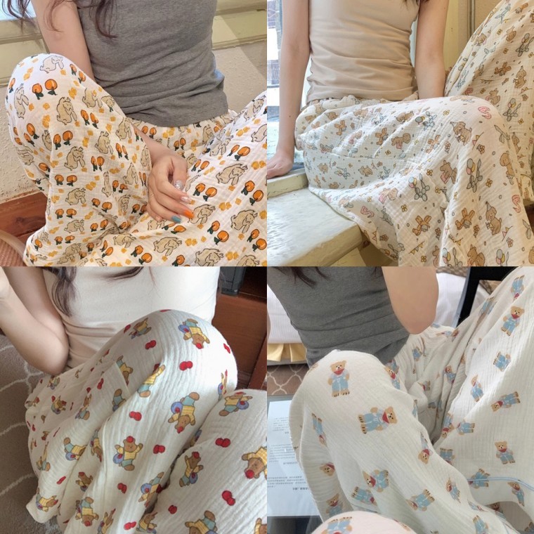 쭈리와이드밴딩잠옷바지 홈웨어 파자마 바지 잠옷 - 상품 이미지