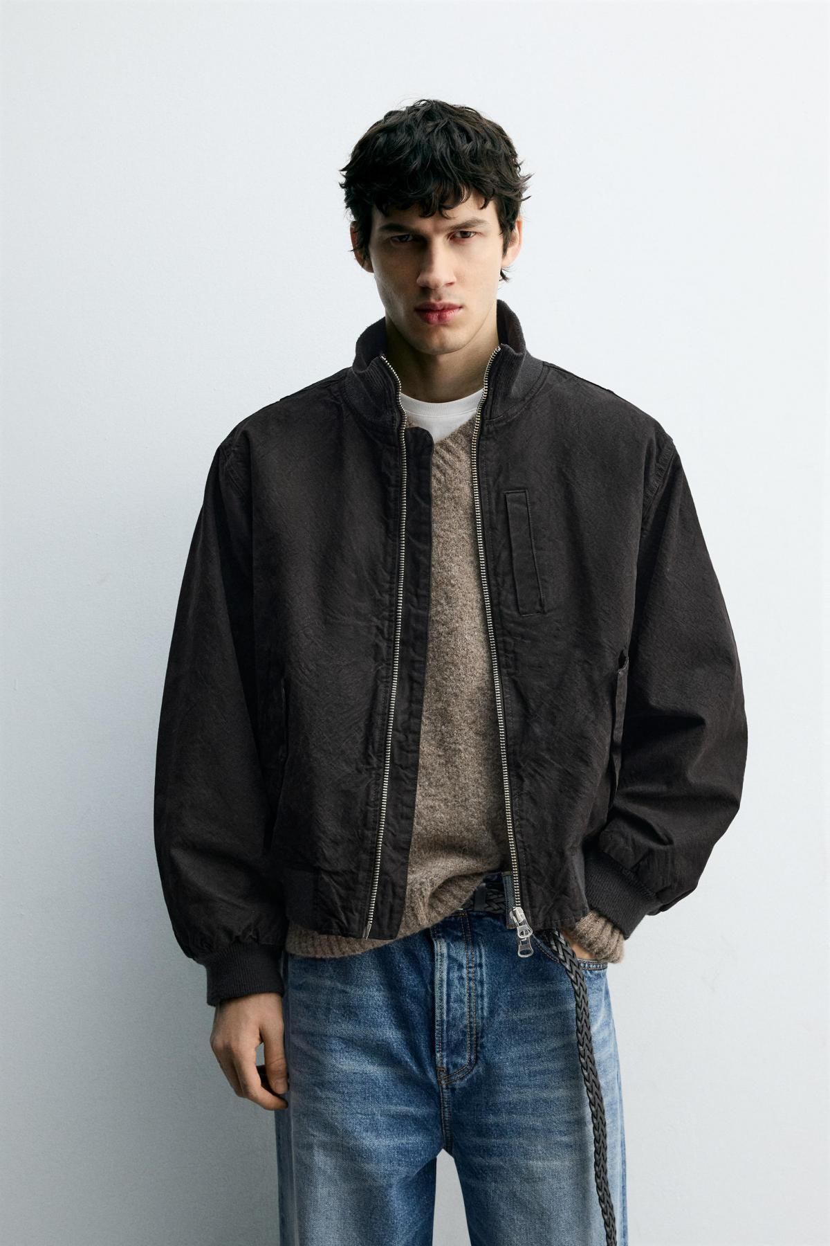 자라 링클 이펙트 블랙 블루종 재킷 8491/345 DARK BROWN - 상세 이미지 3