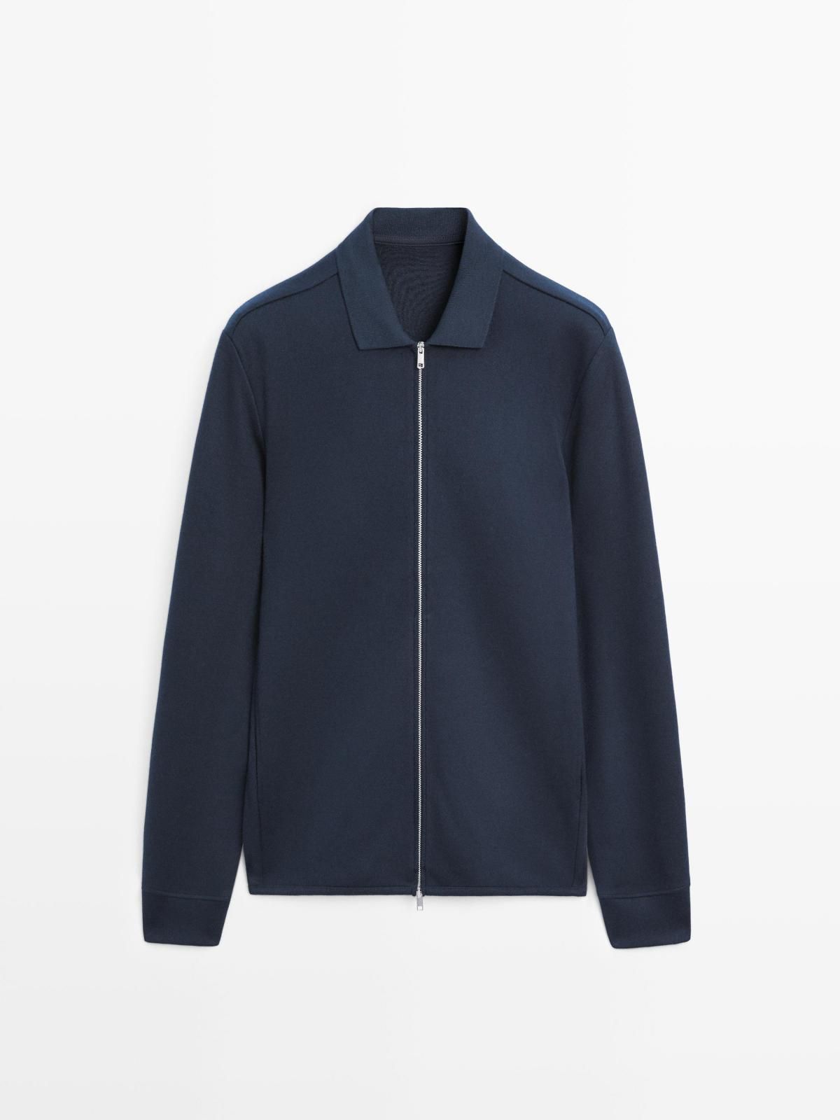 마시모두띠 울 니트 집업 재킷 카라 디테일 네이비 0576/155 NAVY BLUE - 상품 이미지