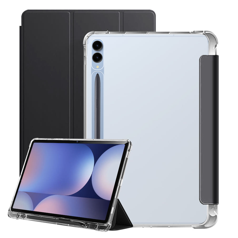 갤럭시탭 S9 FE 플러스 케이스 투명 S펜 수납 스마트 커버 폴리오 블랙, 탭 S9 FE+/S9+ - 상품 이미지