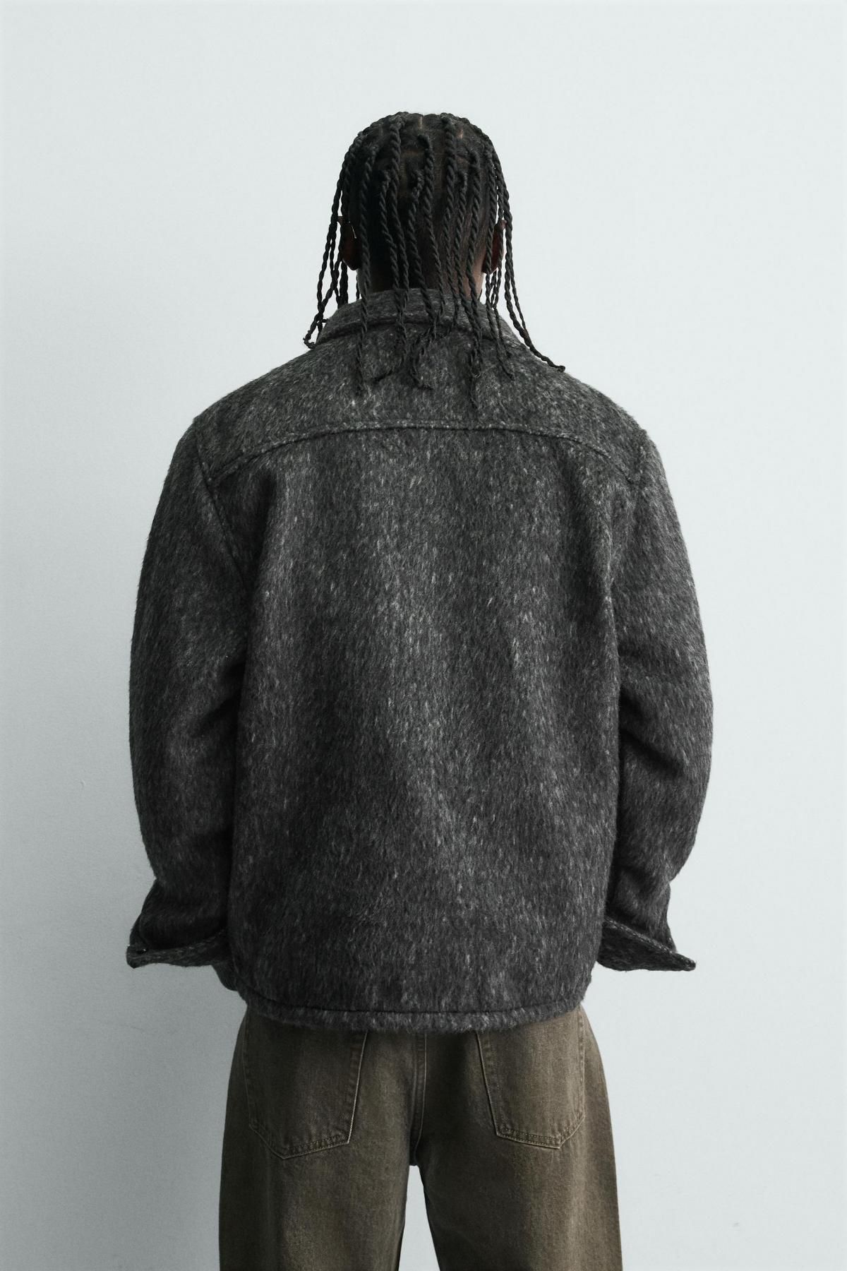 자라 테크니컬 페이크퍼 오버셔츠 3715/713 GREY - 상세 이미지 4