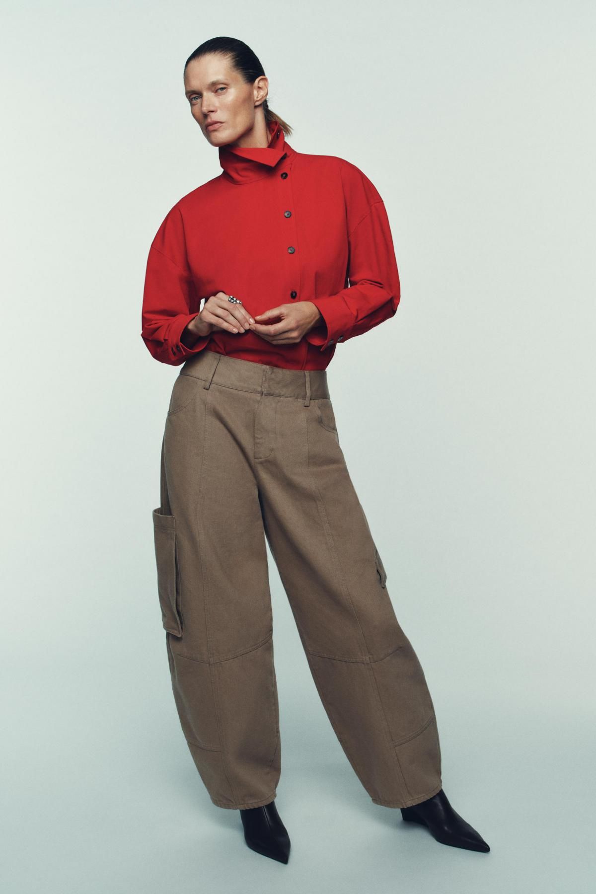 자라 하이넥 랩 언밸런스 레드 셔츠 9767/673 RED - 상세 이미지 2