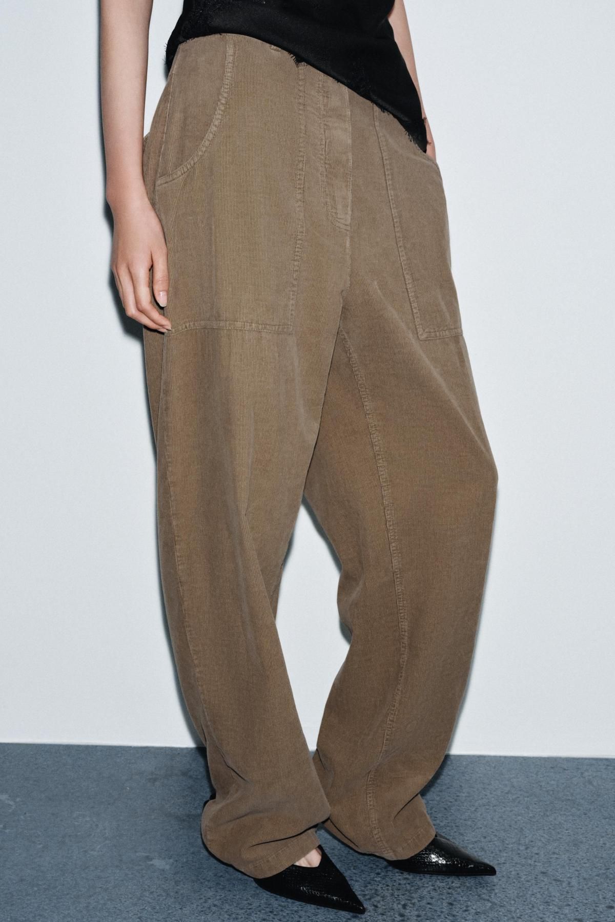 자라 코듀로이 포켓 스트레이트 팬츠 4043/265 BROWN / TAUPE - 상세 이미지 3