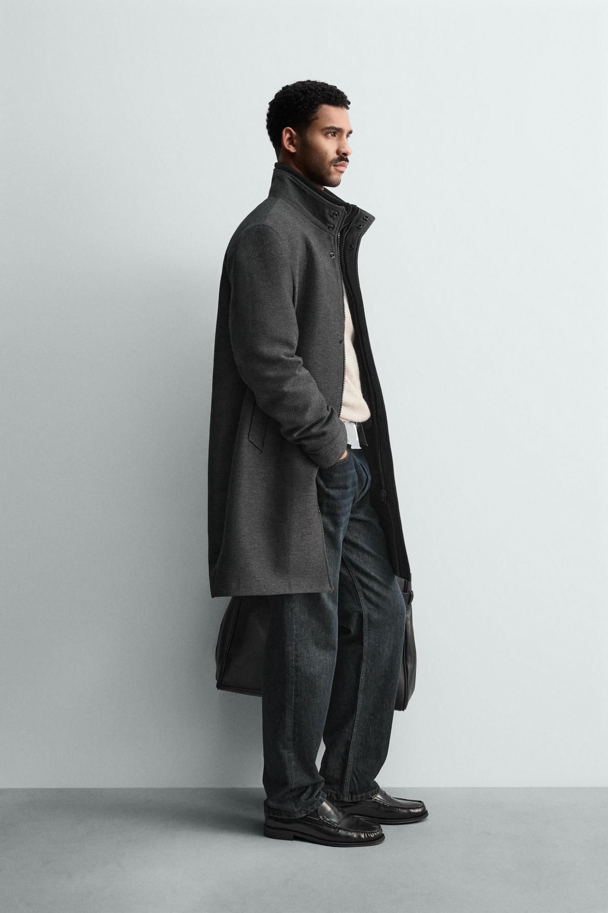 자라 테크니컬 하이넥 집업 싱글 코트 9679/602 ANTHRACITE GREY - 상세 이미지 5