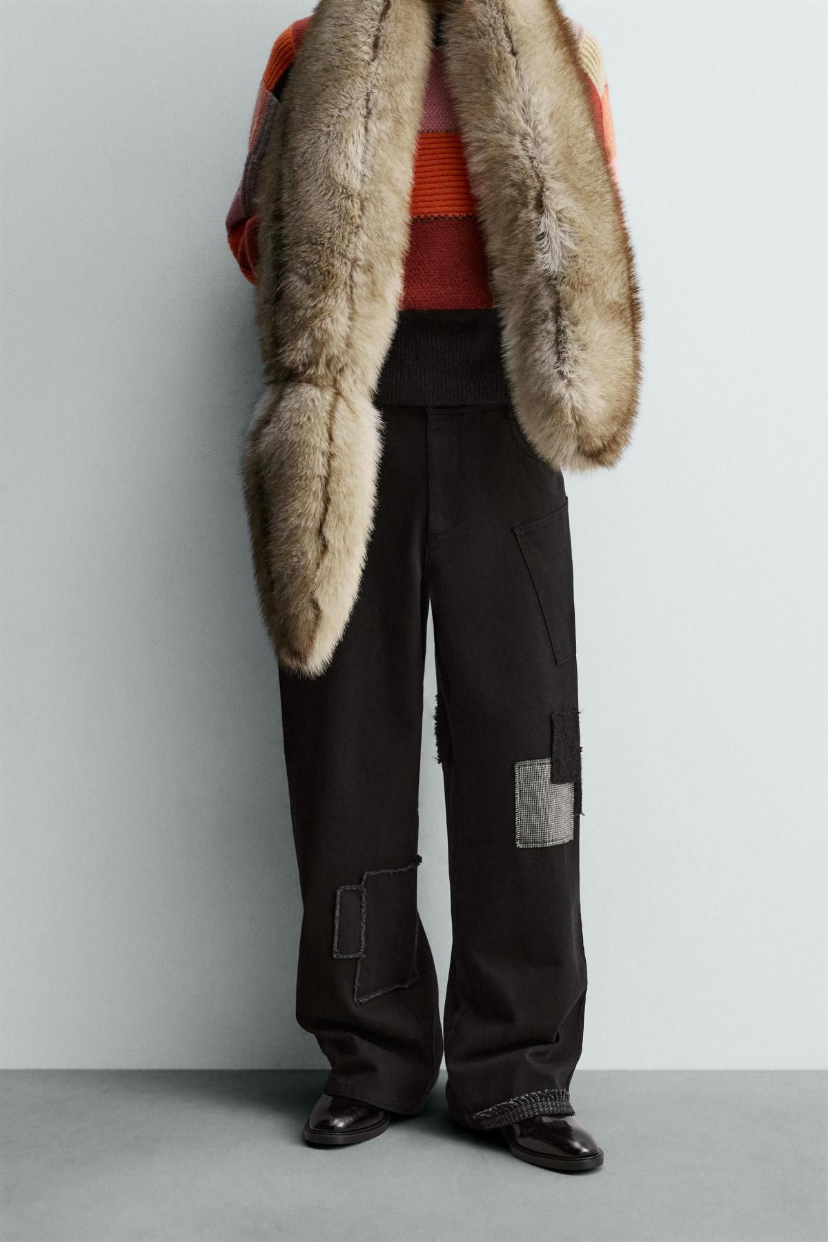 자라 와이드 패치워크 팬츠 X 해리 램버트 5070/781 BLACK - 상세 이미지 3