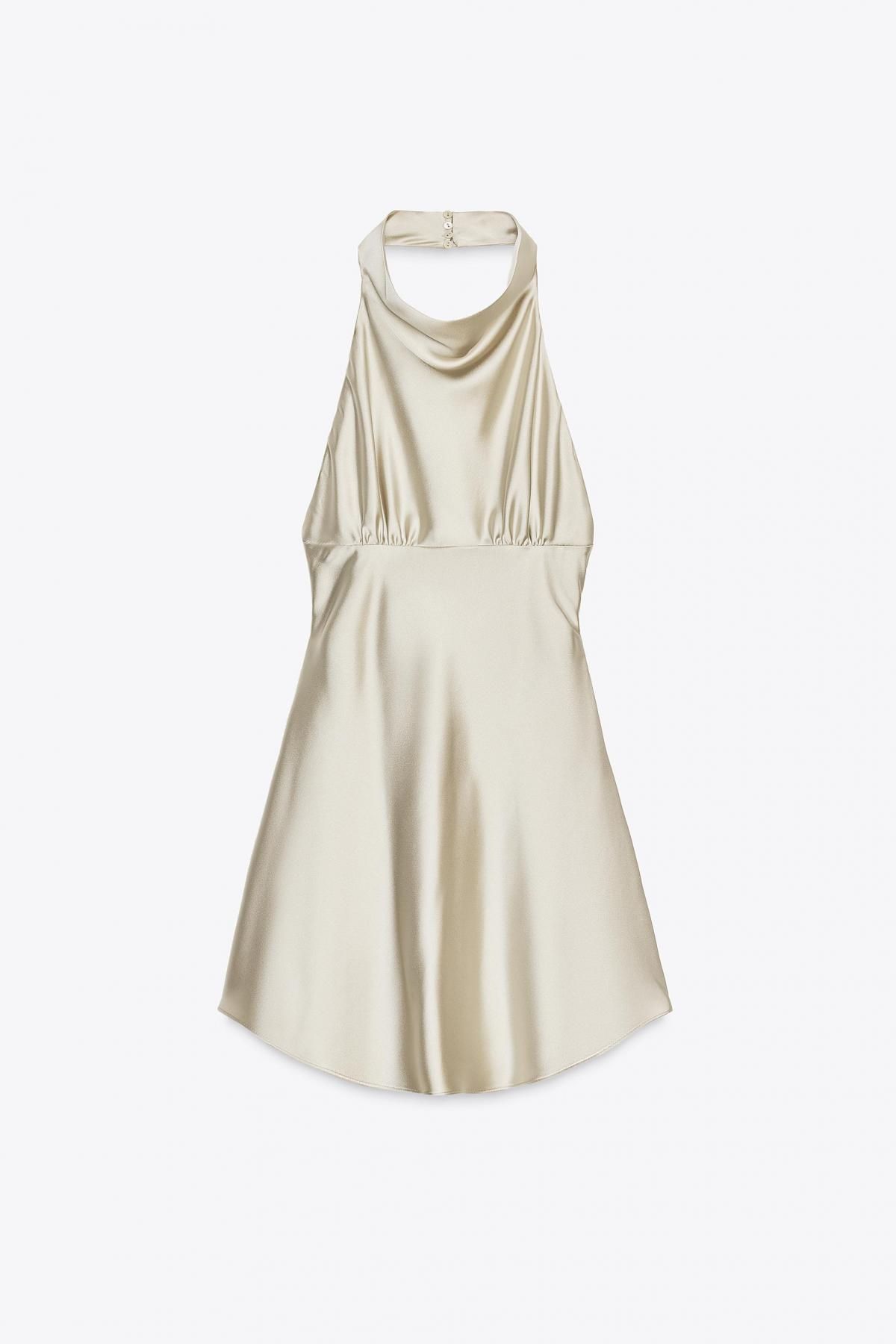 자라 새틴 미니 홀터넥 원피스 8482/331 GREY / BEIGE - 메인 이미지