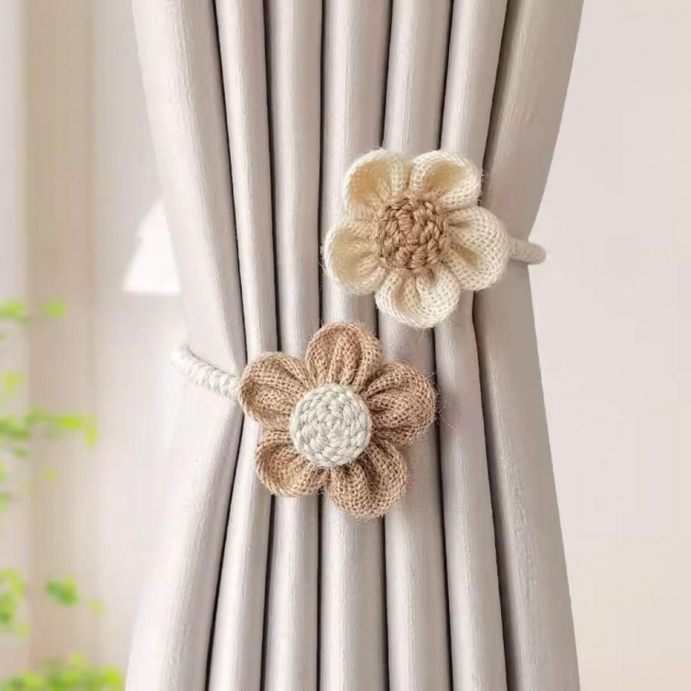 쌍 꽃 디자인 장식용 고정끈 커튼 악세사리 커텐 밴드 장식꽃 액세 플라워끈 조화 침실