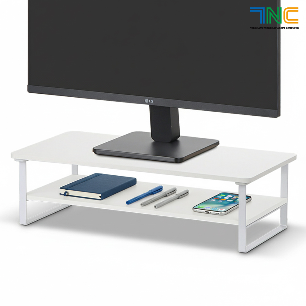 7NC 2단 모니터받침대 높은 우드 선반 받침 서랍형 스탠드 사무실 책상 듀얼 컴퓨터 대형