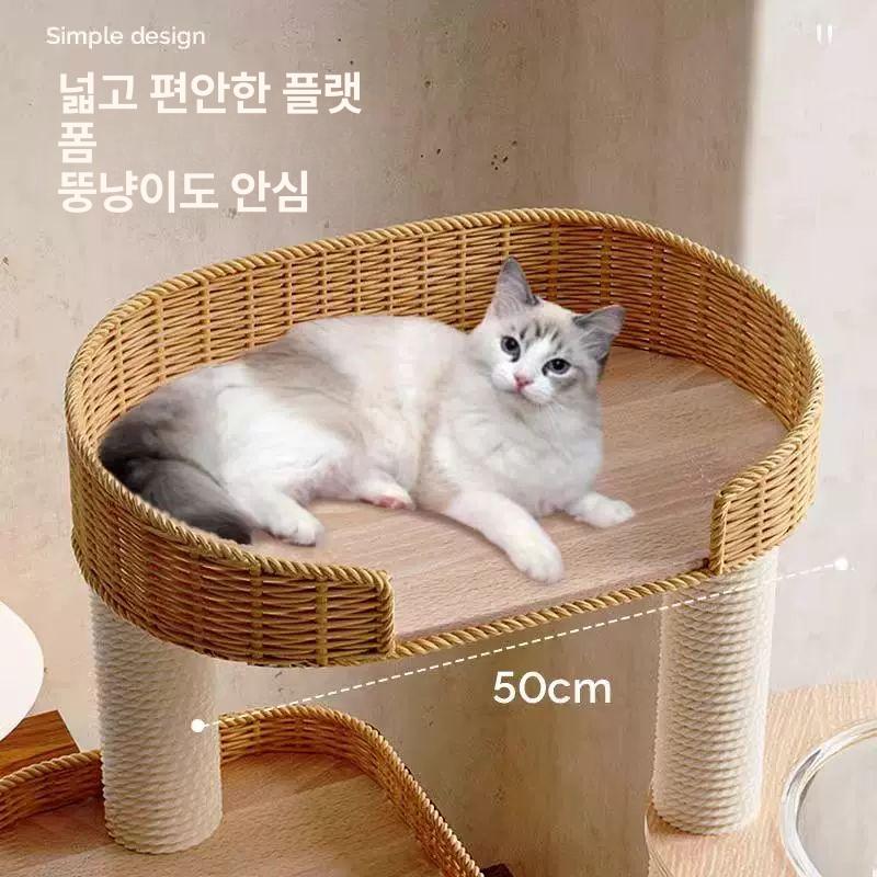 고양이 원목 캣타워 호텔 대형 스크래쳐 투명 해먹 반려묘 놀이터 - 상세 이미지 3