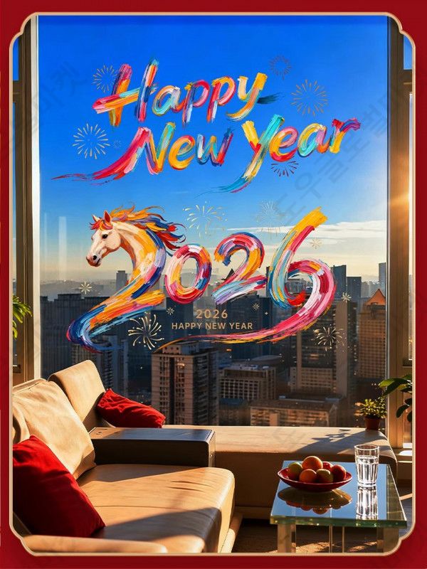2026년 대형 창문스티커 신년 새해 유리 시트지 투명 - 상세 이미지 5