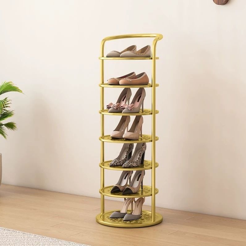 좁은현관 미니 철제 다용도 슬림 수납 선반 다층 신발 수납장 개인 추천-라운드 6단 화이트