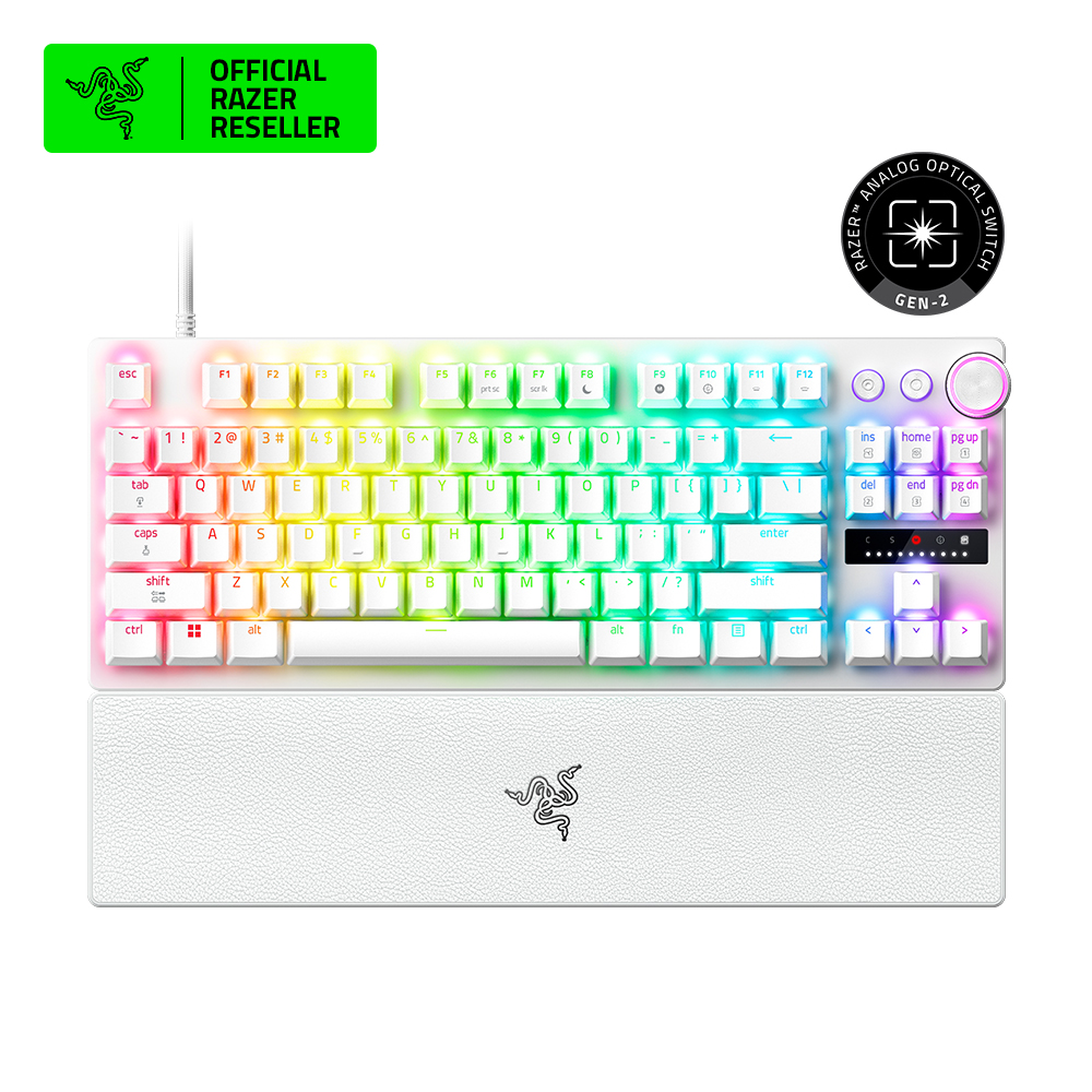 레이저코리아 헌츠맨 V3 Pro TKL 8K 영문각인 광축 게이밍 키보드, 화이트 - 상품 이미지