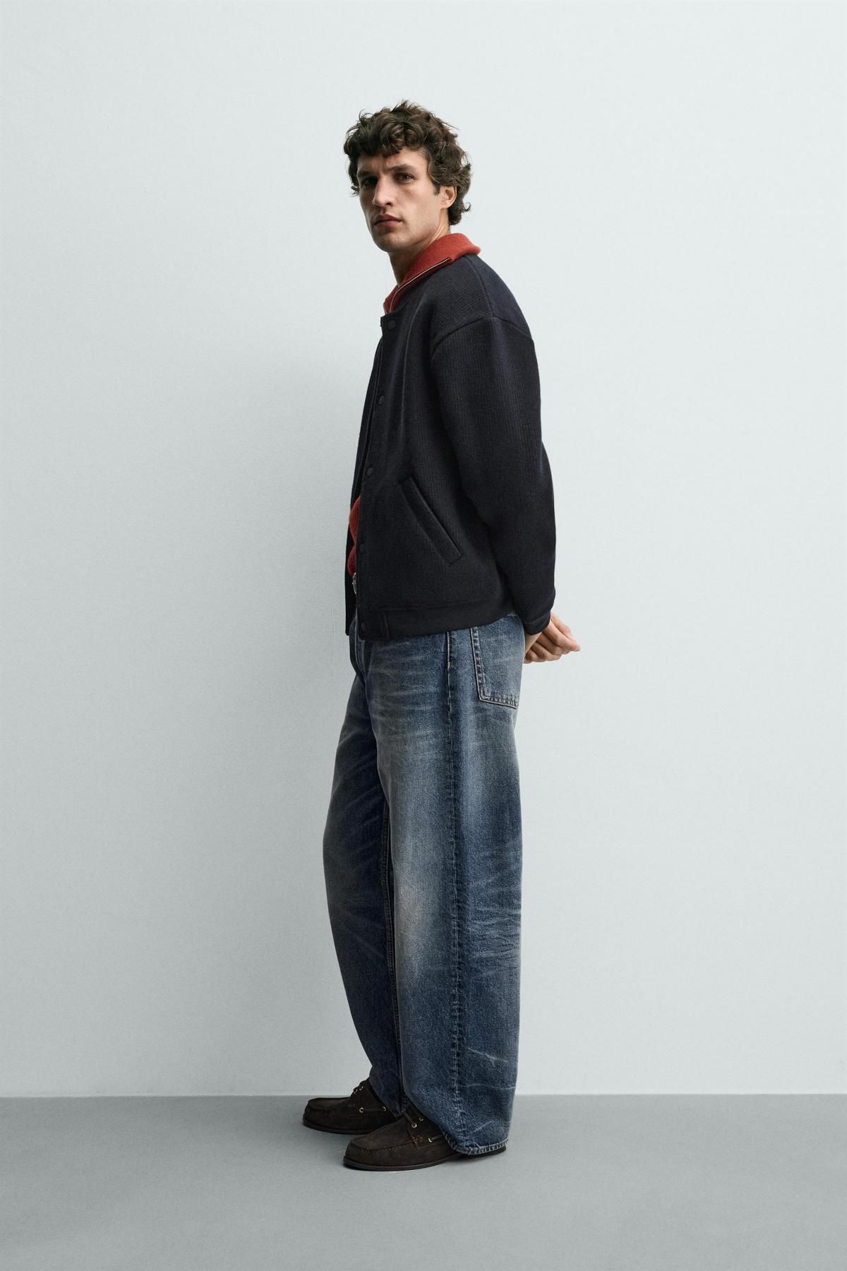 자라 테크니컬 릴렉스핏 골지 봄버 재킷 2878/316 NAVY BLUE - 상세 이미지 5