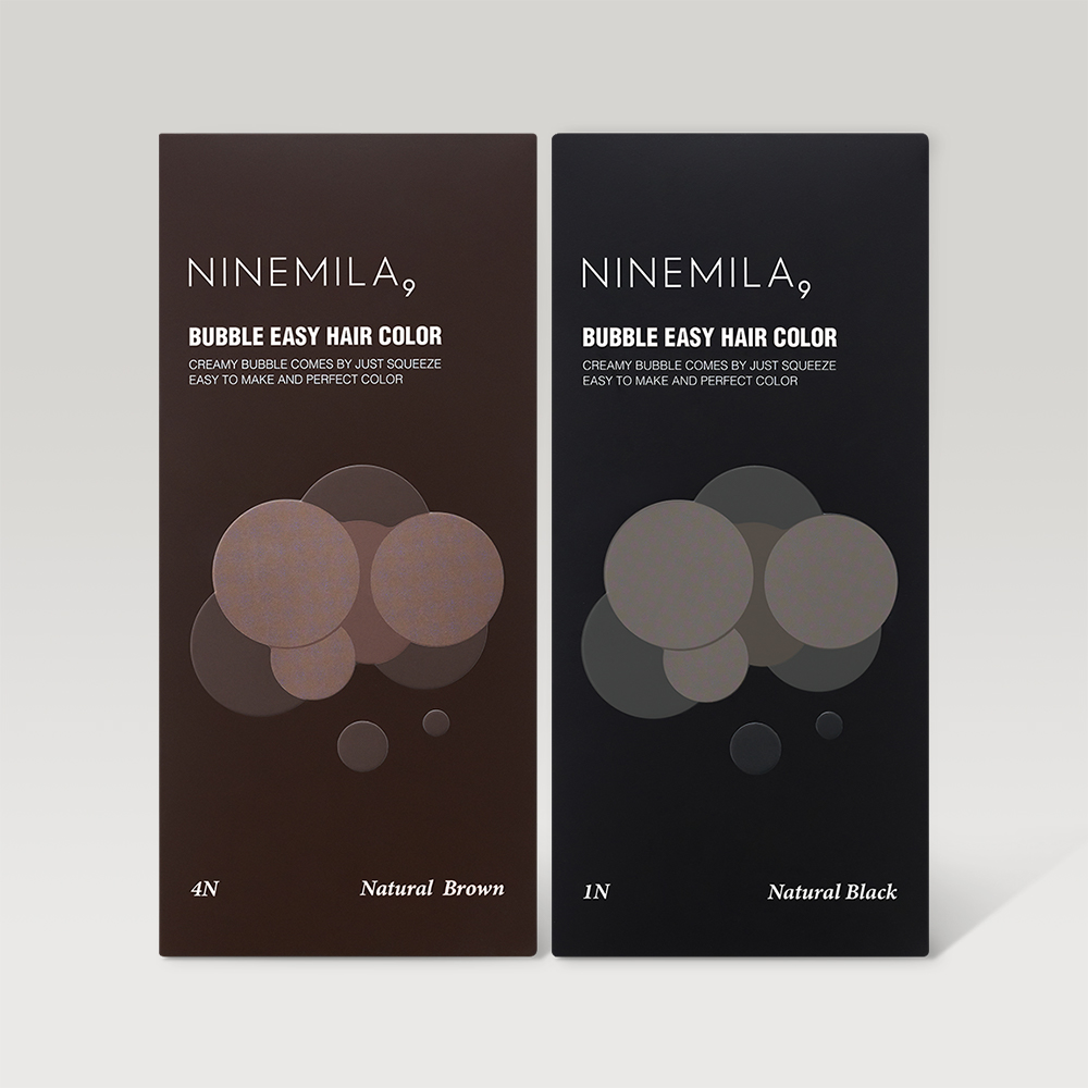 1+1 나인밀라 버블 이지 비건 새치 염색약 100ml (흑갈색, 자연갈색) 셀프 새치커버 톤다운 - 상품 이미지