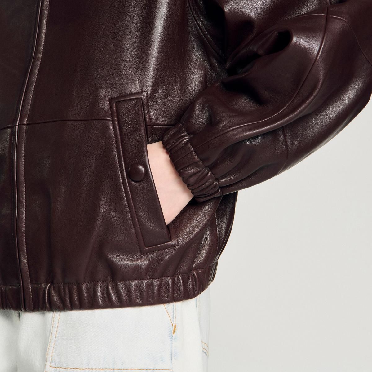 산드로 오버핏 레더 블루종 집업 브라운 SFPBL01284_G023 BRAUN - 상세 이미지 5