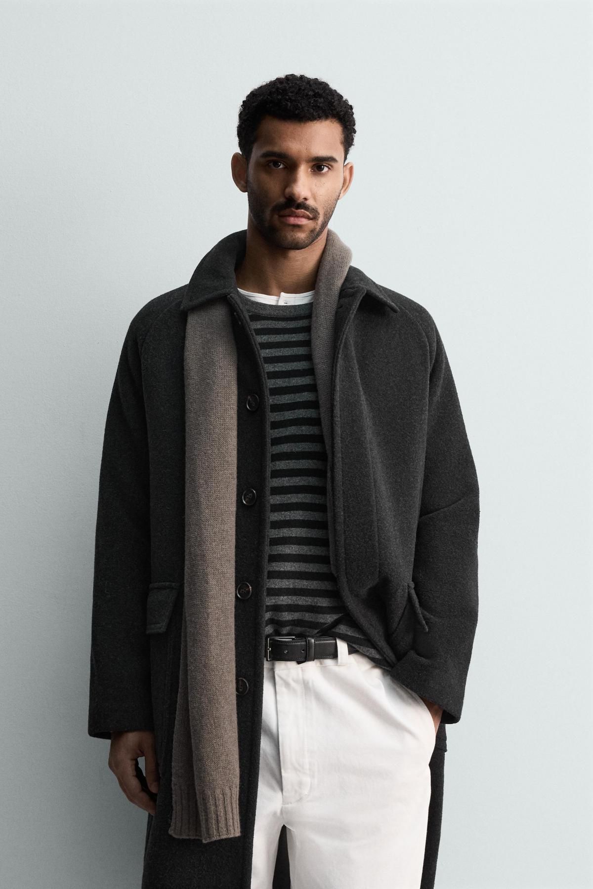 자라 테크니컬 울 블렌드 싱글 코트 포켓 8281/400 ANTHRACITE GREY - 상세 이미지 3