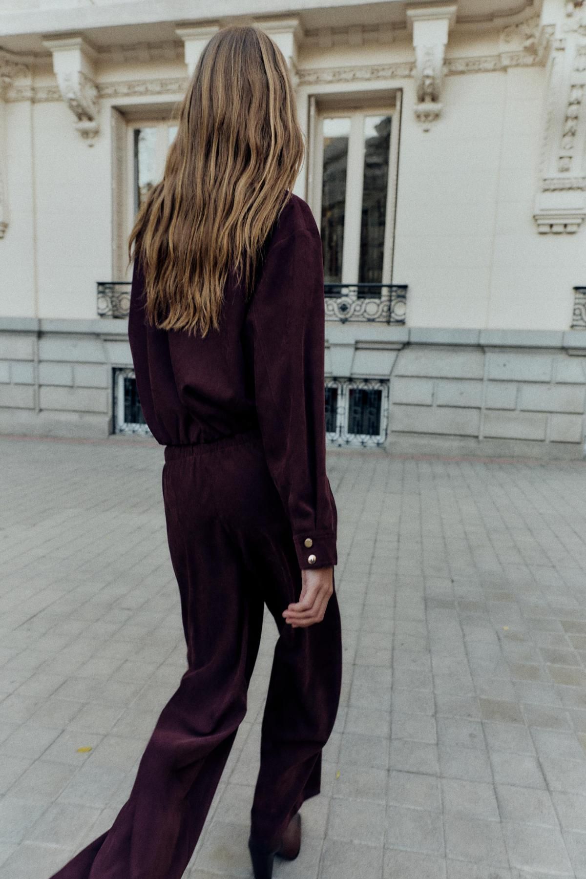 자라 버건디 엘라스틱 밴드 와이드 팬츠 8372/364 BURGUNDY - 상세 이미지 5