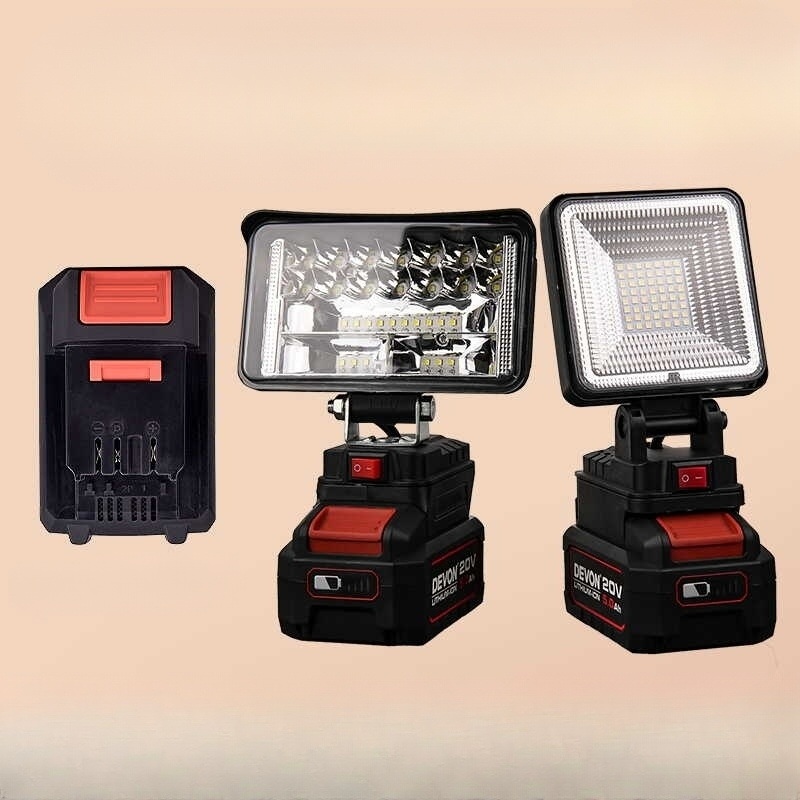 LED 작업등 밀워키 18V 배터리 호환 듀얼 조명 휴대용 USB 충전 강력 투광등 캠핑 - 상품 이미지