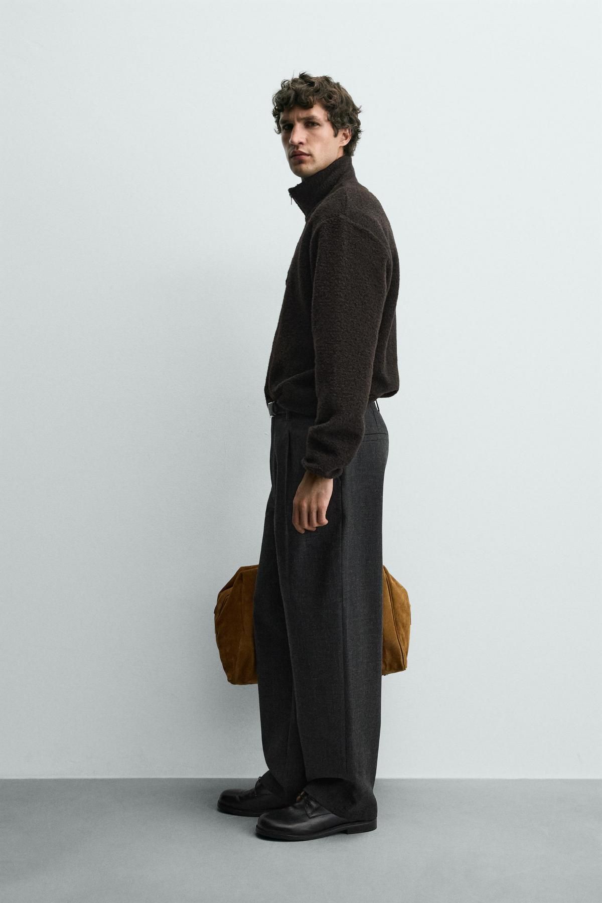자라 테크니컬 플리스 지퍼넥 스웨트셔츠 4087/389 DARK BROWN - 상세 이미지 5