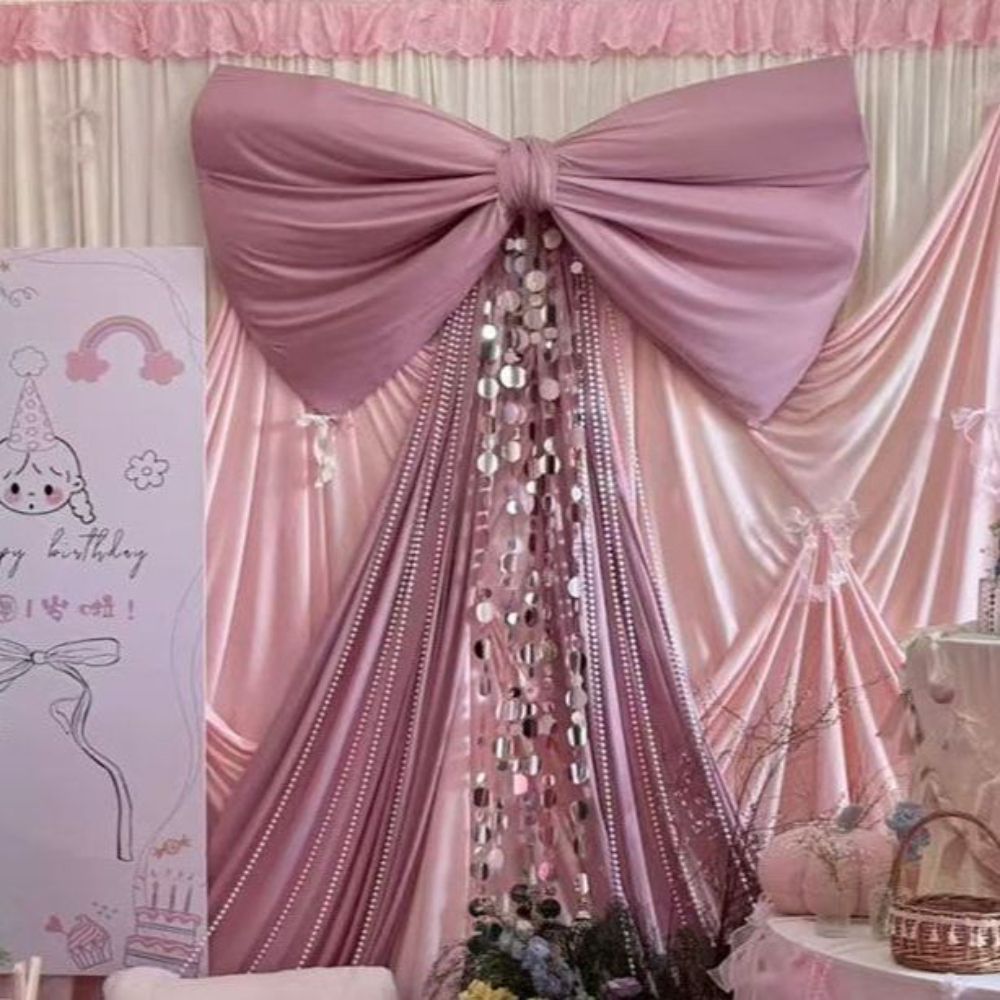 크리스마스 빅 신혼집 장식 트리 대왕 벽장식 소품 레드 리본장식 아이스 실크(샴페인)+옷감 미리 길이 1m 폭 60 개 - 상품 이미지