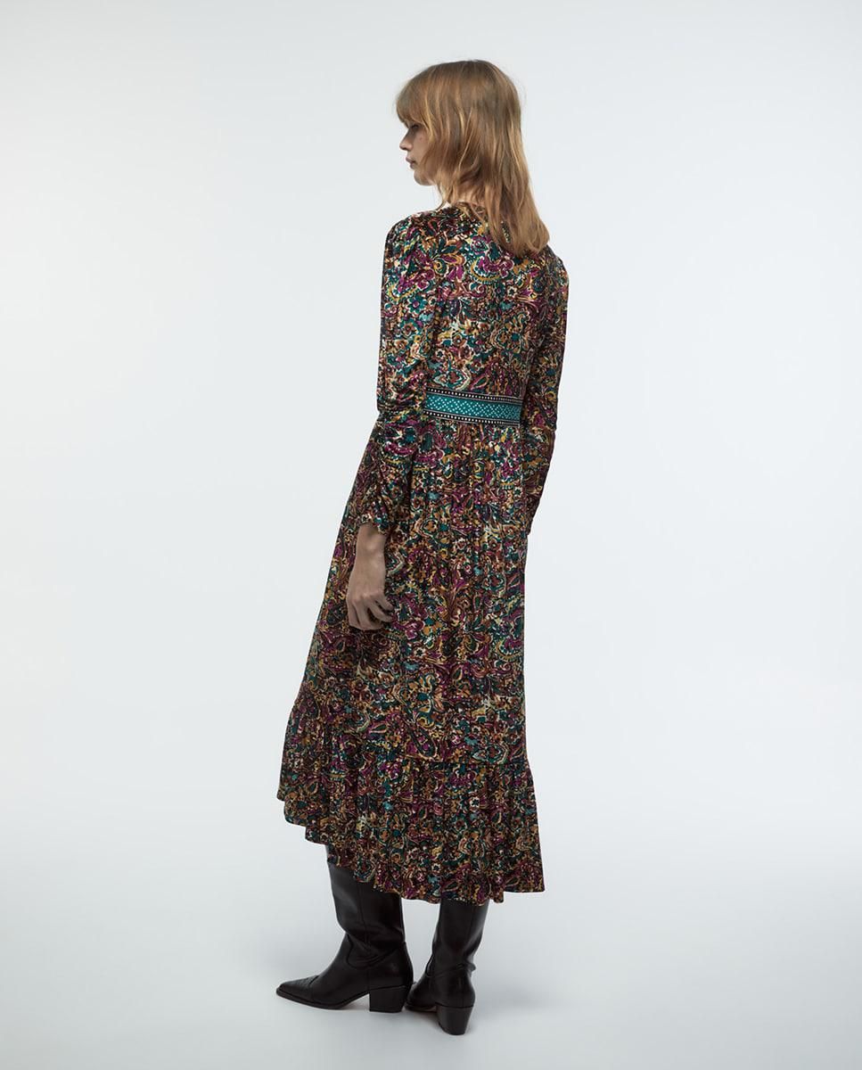 스페라 벨벳 플라워 프린트 롱 브이넥 원피스 58462106590 MULTICOLOR - 상세 이미지 4