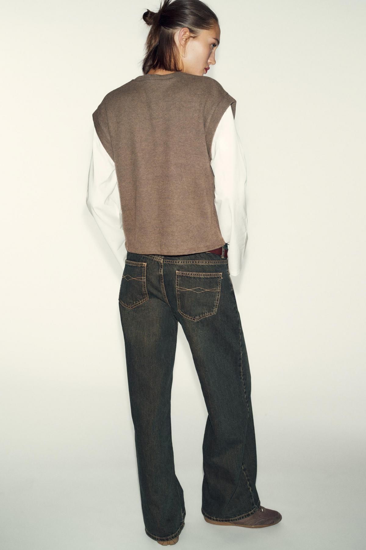 자라 니트 조끼 콤비 긴팔 티셔츠 0264/470 ECRU / BEIGE - 상세 이미지 5