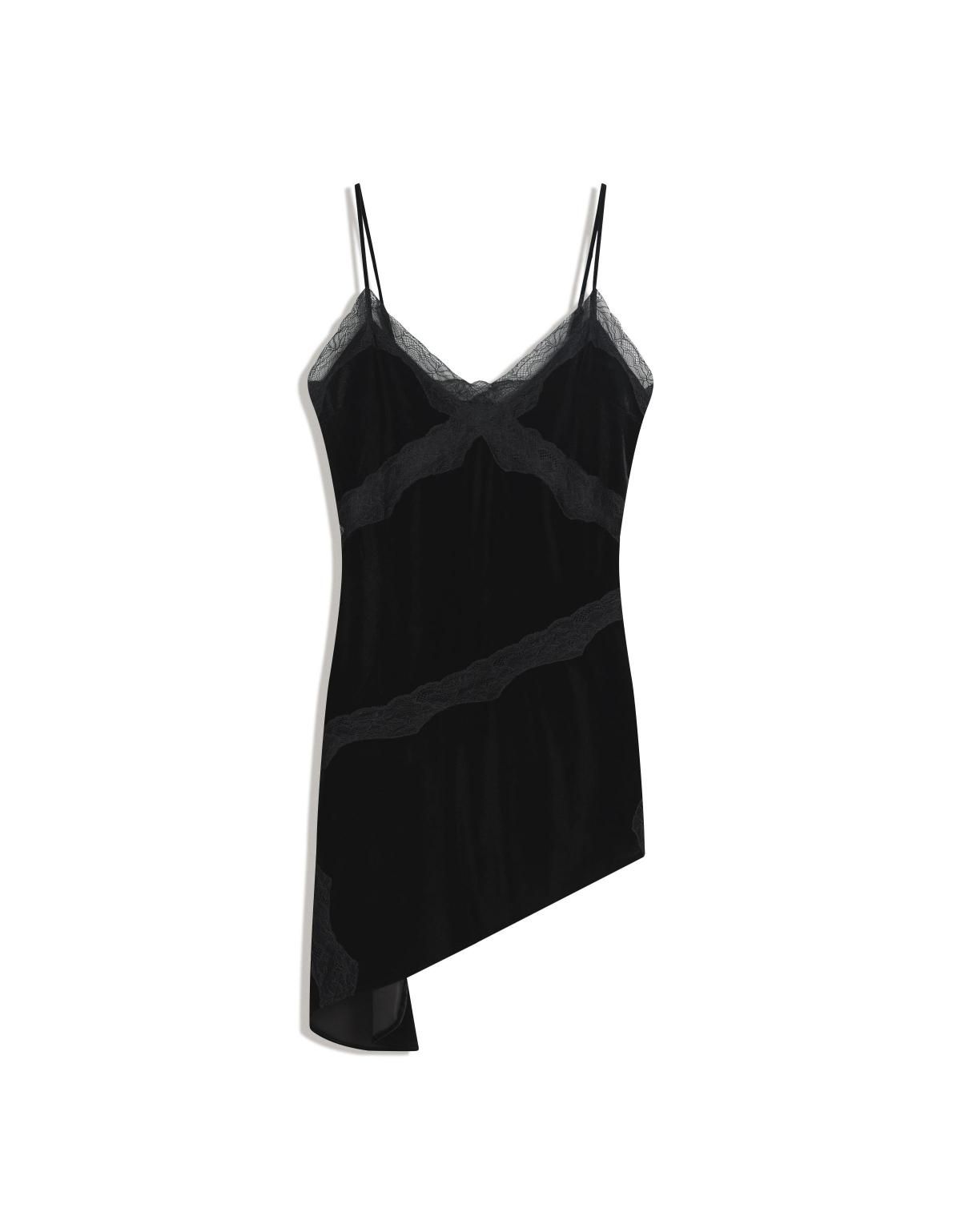 버쉬카 벨벳 레이스 언밸런스 미니 원피스 5875/662 BLACK - 상세 이미지 3