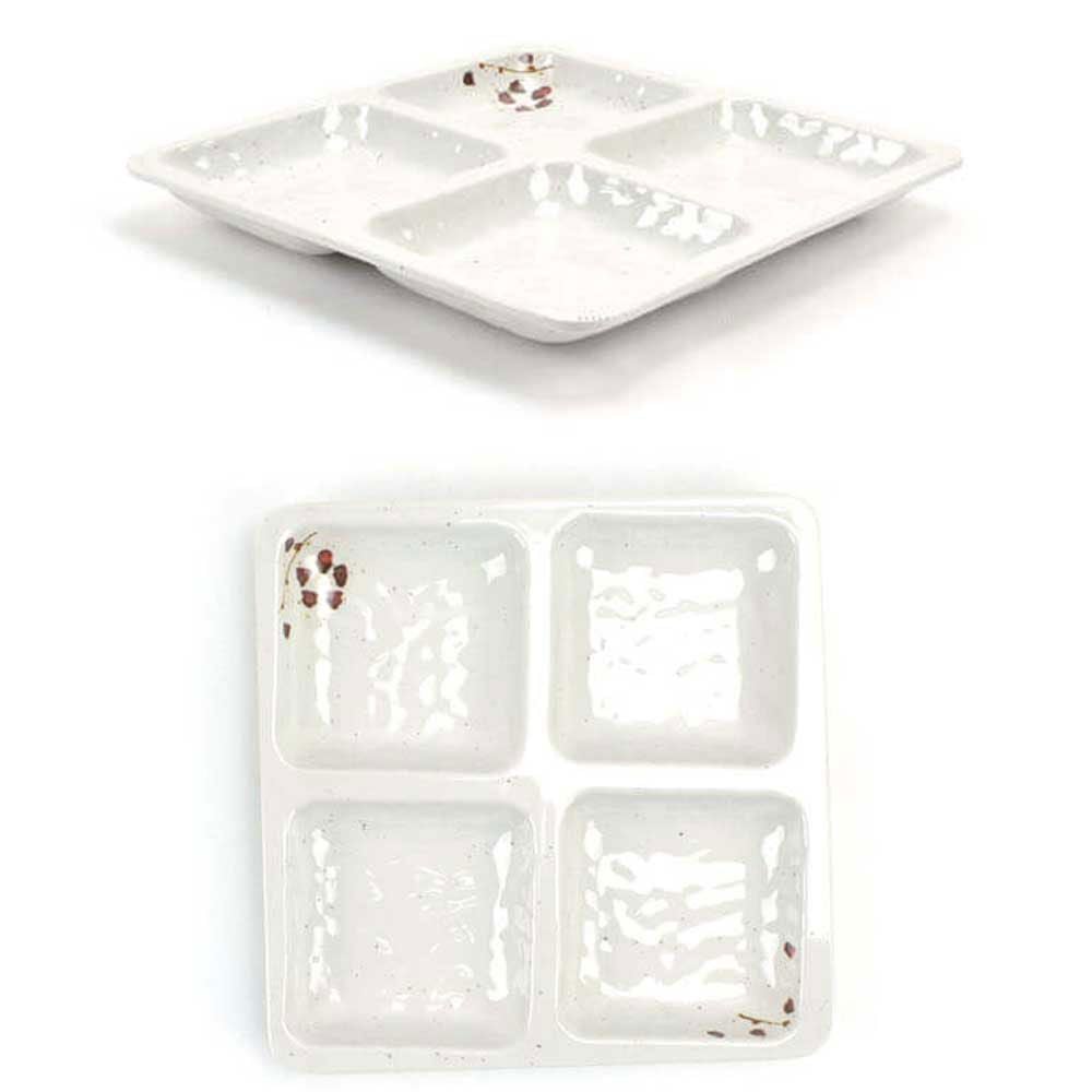 멜라민 4칸 나눔접시 반찬그릇 앞접시 22x22cm 1호 - 상품 이미지