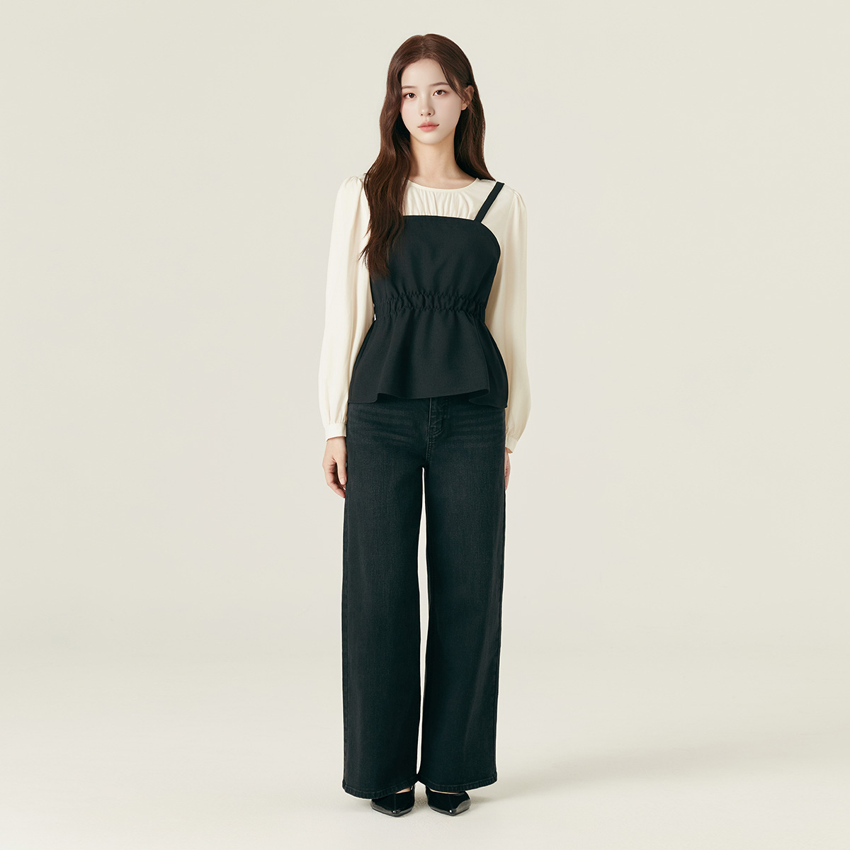 [N배송] [Fit-me] 로엠 기모 와이드 데님 (숏ver) RMTJF4VG06 이미지 2